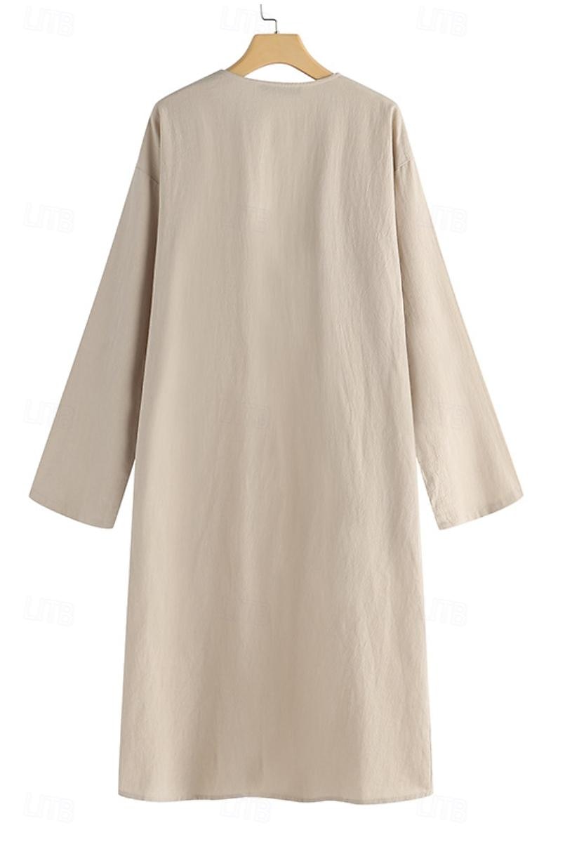 Damen Elegante Staubtücher Elegante Jacken Trenchcoat Büro Arbeit Frühling Herbst Lang Mantel Lässiger Schnitt Moderner Stil Jacken Langarm Einfarbig Einfach Tasche Oversize Hellblau Kaki Grau 2025 - $21.99 –P5