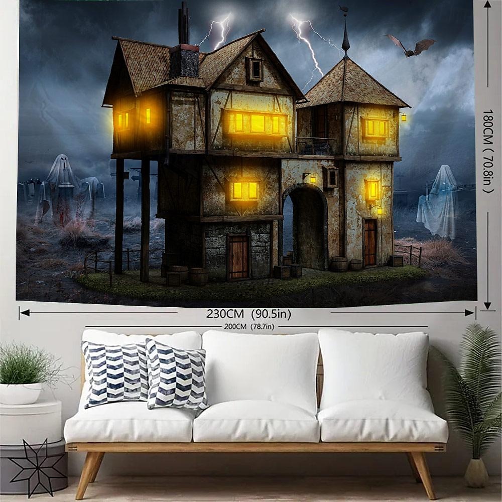 Halloween Creepy Forest Hanging Tapestry Wall Art Large Tapestry Mural Decor Photograph Backdrop Blanket Curtain Home Bedroom Living Room Decoration Glommy Ghost Graveyard 2025 - $13.99 –P1