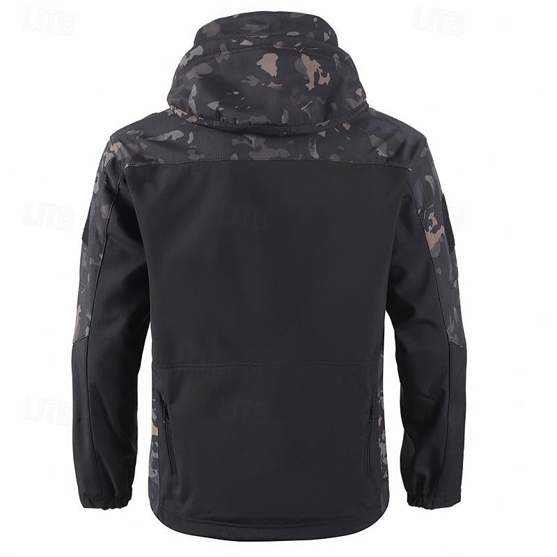 Herren Soft Shell Jacke Wanderjacke Draussen Farbblock Windundurchlässig Wasserdicht Windbreaker-Jacke Reisen Schwarz Tarnung Grün 2025 - $55.99 –P5