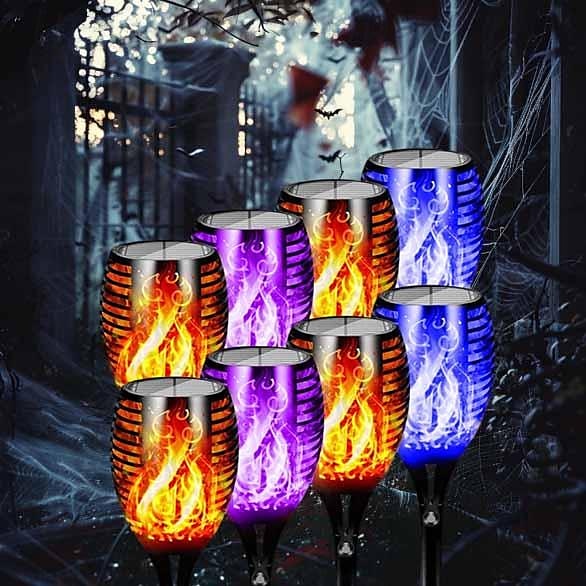 lumini solare cu flacără pâlpâitoare în aer liber, lumini pentru căi de lanternă solară de Crăciun de Halloween, lampă rezistentă la apă, decorare peisaj, iluminare, decorare pentru exteriorul căii de grădină, grătare de camping 2025 - $11.49 –P5