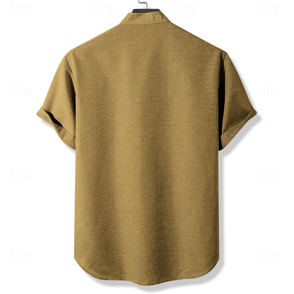 Miesten Hallituksen jäsenet Musiikki Kitara Paita Button Up paita Lyhythihainen Vintage Vapaa-aika Päivittäin Kesä Kevät isoisän kaulus Nauhakaulus Painike ylös Tasku 3D-tulostus Sininen Ruskea Khaki 2026 - $25.99 –P5