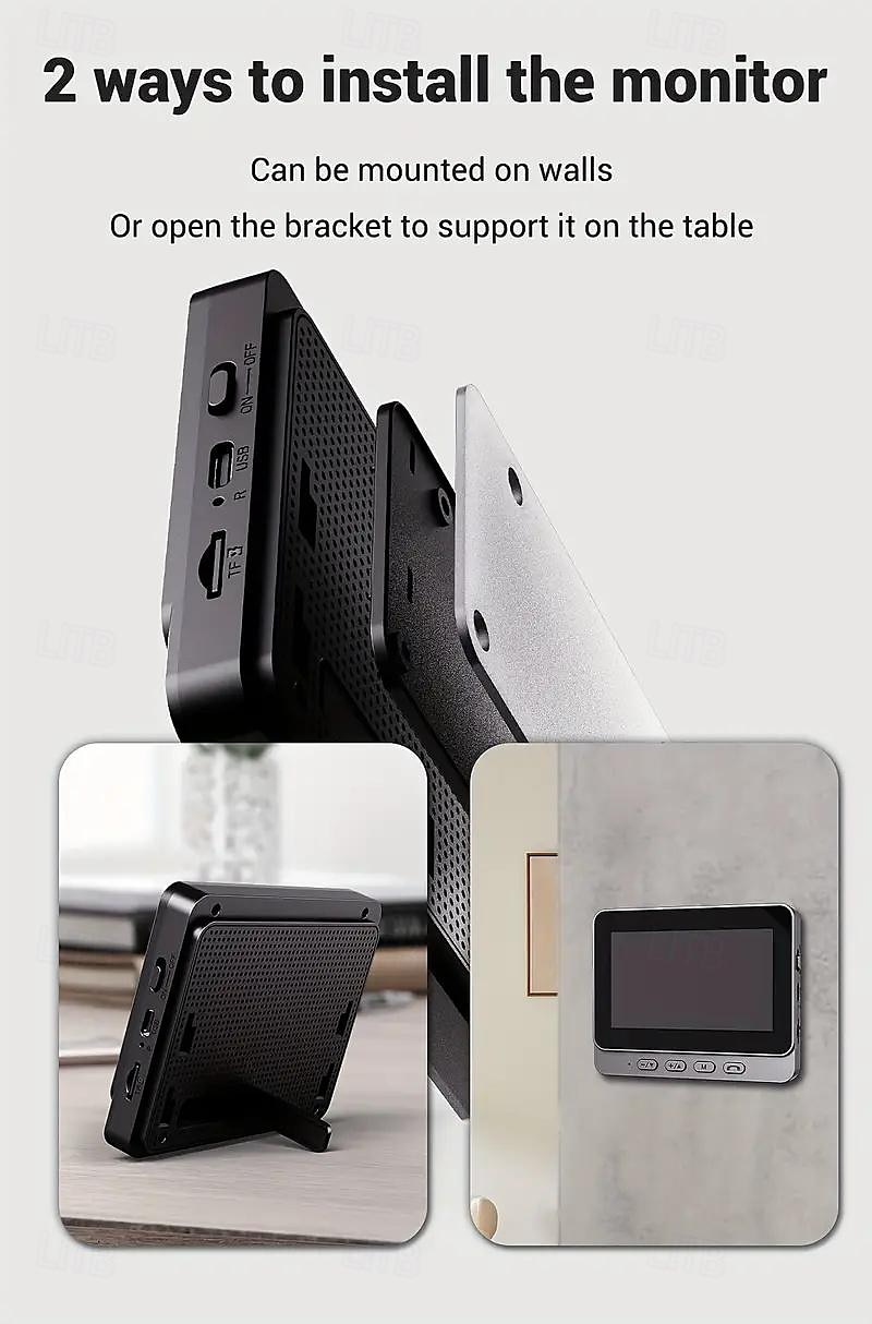 2025年 ビジュアルドアベル IR ナイトビジョンドアベル ワイヤレス 防水 HD 4.3 インチ IPS スクリーン ドアベル カメラ 2.4G 家庭用 アパート用  コレクション – $95.99 –P6