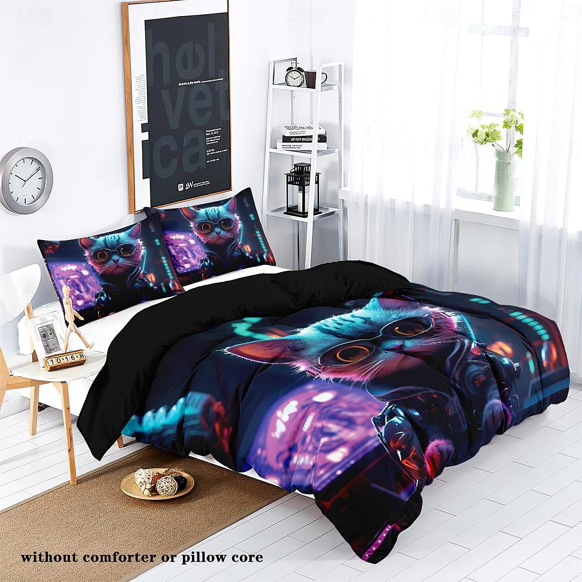 Cyberpunk Style Sci-Fi Animal Duvet Cover Set Includes Duvet Cover and Pillowcases Futuristic and Vibrant Design Soft and Durable Fabric Perfect for Adding an Edgy Touch to Your Bedroom Decor 2025 - $41.99 –P7