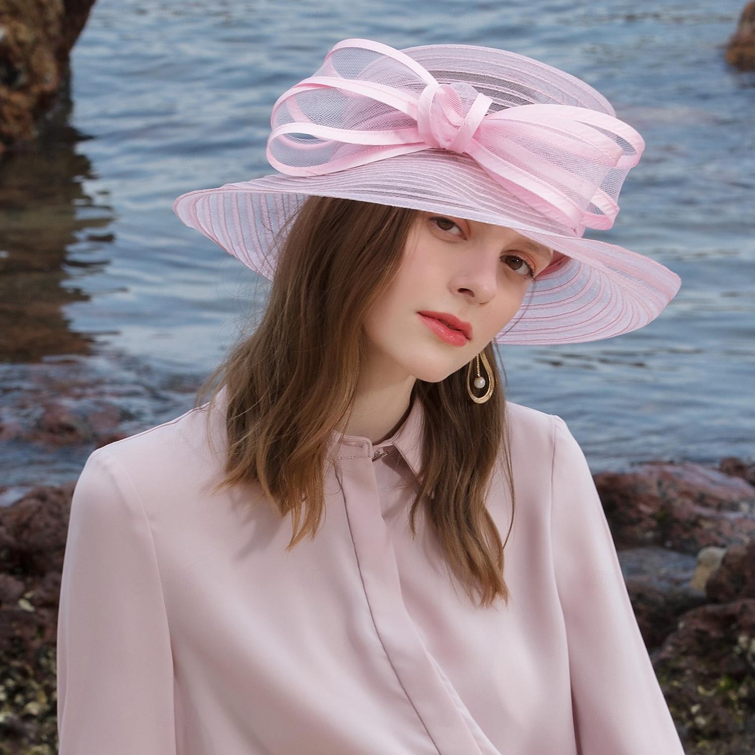 chapeaux fibre seau chapeau disquette chapeau chapeau de soleil mariage décontracté élégant mariage avec nœud papillon casquette casque chapeaux de 2025 ? $48.99 –P2