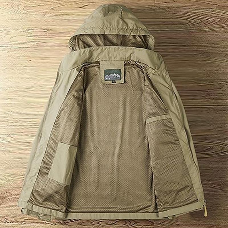 Herren Soft Shell Jacke Wanderjacke Draussen Windundurchlässig Wasserdicht Kapuzenshirt Windbreaker-Jacke Camping / Wandern / Höhlenforschung Reisen Schwarz Armeegrün Marinenblau Khaki Grau 2025 - $34.99 –P7