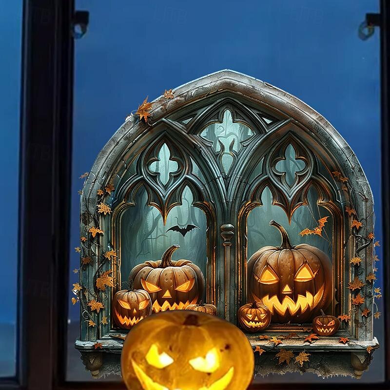 halloween horror hole tökfejes falmatricák - öntapadó vízálló matricák parti dekorációhoz, ajtókhoz és ablakokhoz 2025 - $7.99 –P3