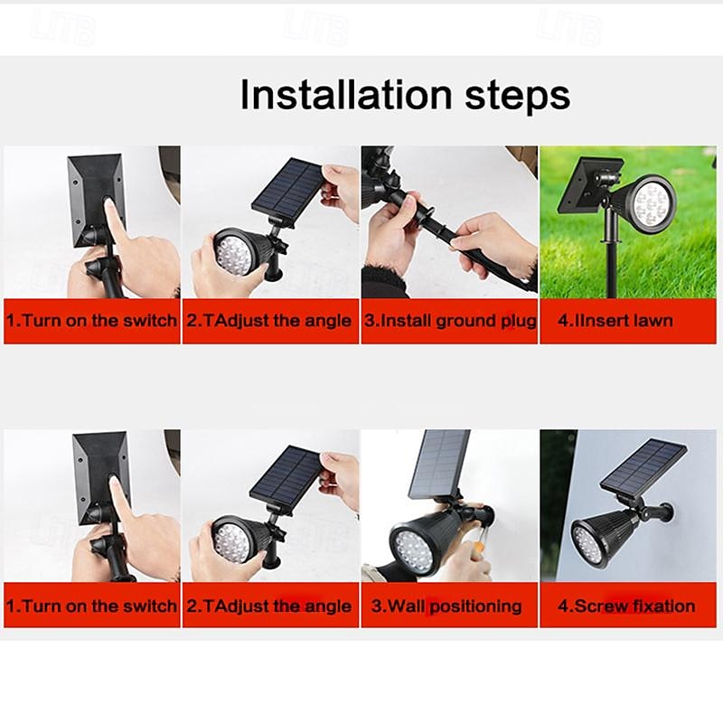 Solar Spot Lights Outdoor 2-in-1 Solar Landscape Spotlights Security Lights IP65 Waterproof Wall Lights for Walkway Yard Garden Driveway Pathway Garden 4/7 LED Beads 2025 - $18.49 –P2