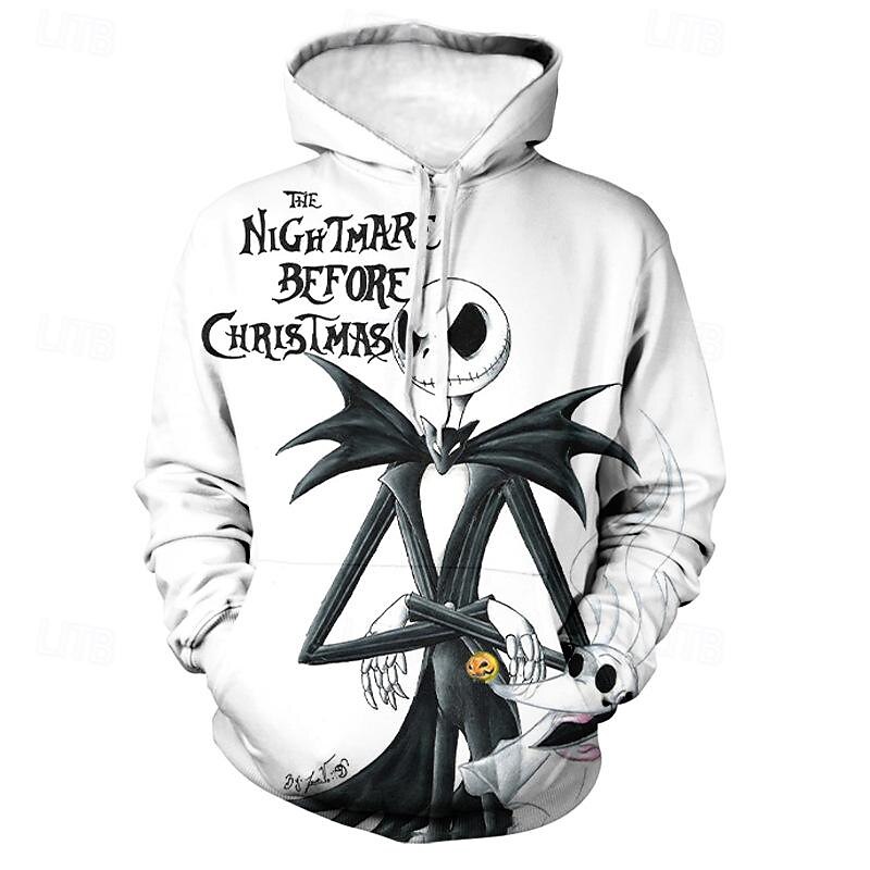 Jack Skellington Kapuce Animák Manga Anime 3D Přední kapsa Grafika Klokaní kapsa Pro Pro páry Pánské Dámské Dospělé předvečer Všech svatých Karneval Plesová maškaráda 3D tisk Běžné / Denní 2025 - $32.99 –P2