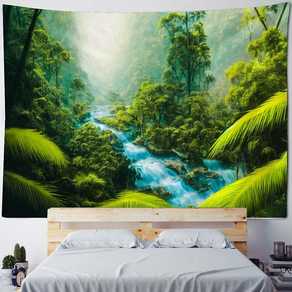 natur landskap blader hengende billedvev veggkunst stor billedvev veggmaleri dekor fotografi bakteppe teppe gardin hjem soverom stue dekorasjon 2025 - $16.99 –P10