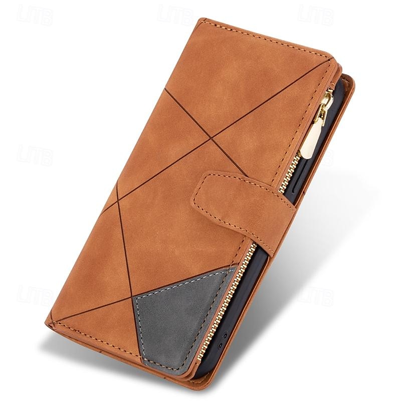 телефон Кейс для Назначение SSamsung Galaxy Z-сгиб 6 Z Fold 5 Z Fold 4 Z Fold 3 Кошелек для карт Магнитный Молния с ремешком на запястье Ретро Геометрический рисунок ПК Кожа PU 2025 - $25.99 –P13