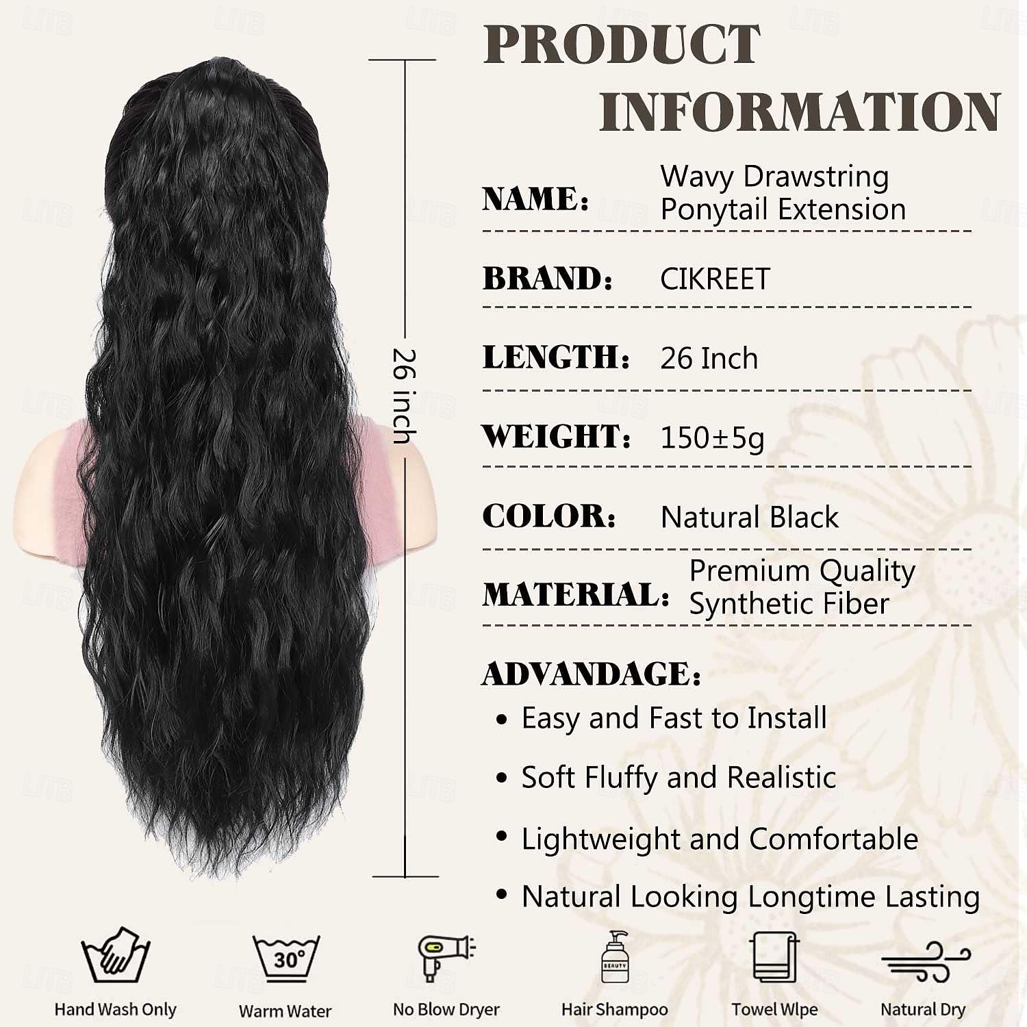 coda di cavallo riccia ondulata estensione per donne nere coda di cavallo con coulisse code di cavallo estensioni dei capelli coda di cavallo 26 pollici estensione lunga coda di cavallo capelli neri del 2025 a $9.99 –P2