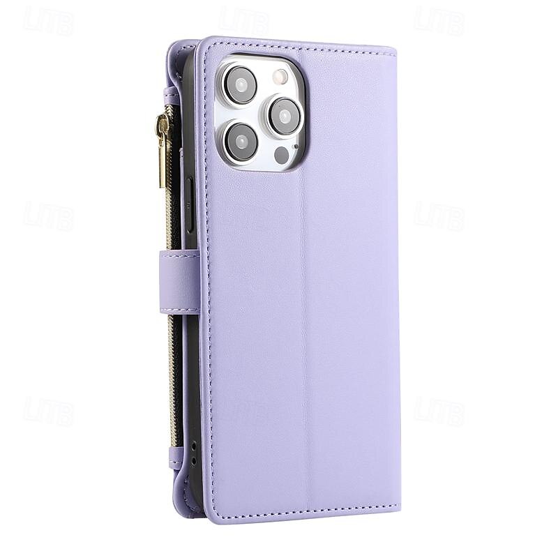 Phone Case For Samsung Galaxy iPhone 16 iPhone 15 Pro Max Plus iPhone 14 13 12 11 Pro Max Plus Mini Wallet Case with Stand Holder Magnetic Zipper Retro TPU PU Leather 2025 - $21.99 –P17