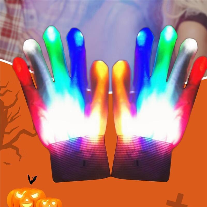 guanti luminosi con osso a mano a led guanto scheletro di halloween guanto colorato bagliore nel buio forniture per costumi di scena per le vacanze del 2025 a $15.99 –P1
