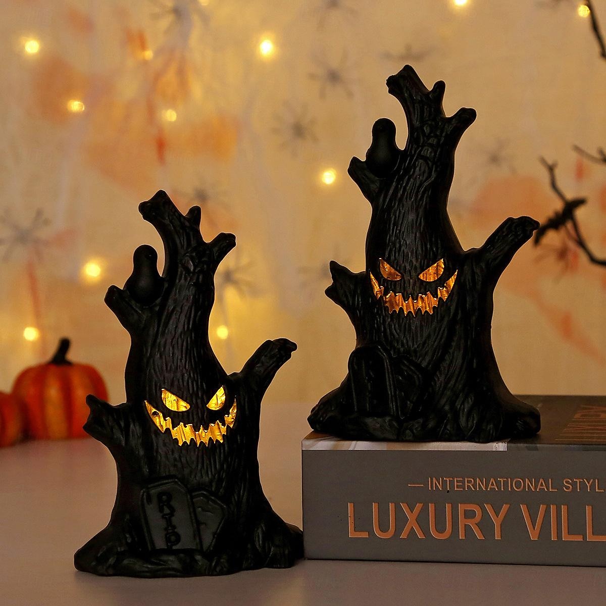 Halloween gejaagd huis licht decoratie licht spookstronk nachtlampje grimas led elektronisch kaarslicht halloween party thuis scène lay-out 1/3 stuks 2025 - $7.99 –P6