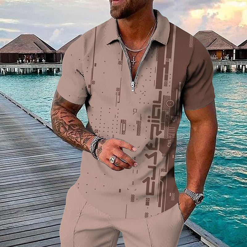Men's Geometric Hawaiian Polo Shirts Golf Shirt Short Sleeve Polo Shirts Collared Shirts Casual Beach Wear Vacation Wear Party Outfits 3D Print Quarter Zip Polo Black Yellow Light Green 2025 - $22.99 –P8