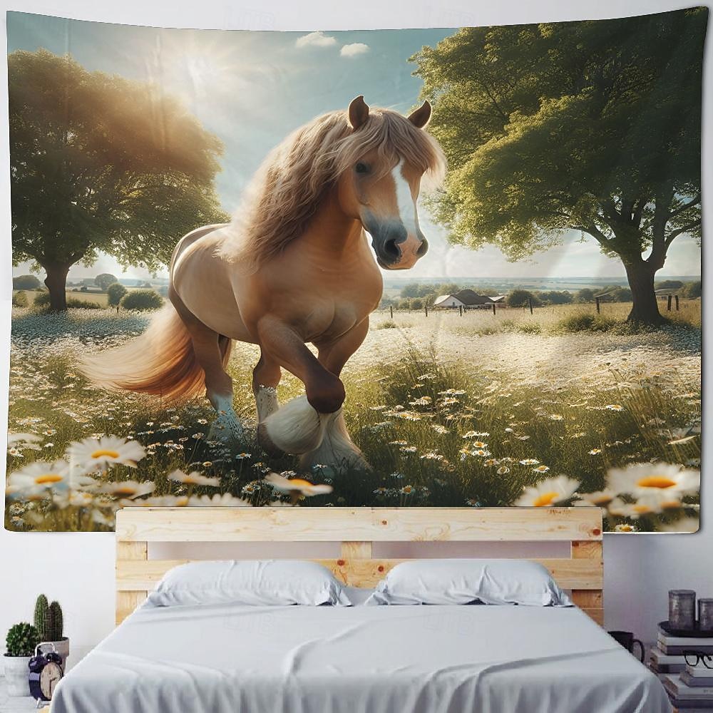 zvíře kůň pláž závěsný gobelín nástěnné umění velký gobelín nástěnná malba výzdoba fotografie pozadí přikrývka opona domácí ložnice dekorace obývacího pokoje 2026 - $17.99 –P8