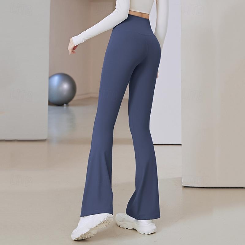 Dam Yogabyxor Utsvängda byxben Elastiskt midjeband Hög midja Yoga Gymträning Pilates Trikåer Mörkgrå Svart Blå sporter Sportkläder Elastisk Smal 2025 - $16.49 –P19