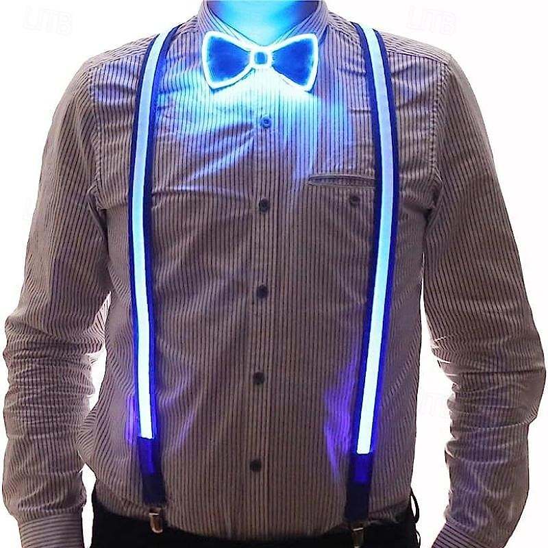 1 conjunto de gravata borboleta com led brilhante, conjunto para festa masculina, halloween, natal, casamento, festival, bar, decoração de festa de 2025 por $19.99 –P2