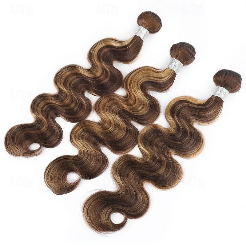 korostaa ihmisen hiuksia p4/27 body wave nippu 3 nippua 300g hiustenpidennykset 2025 - $158.99 –P3