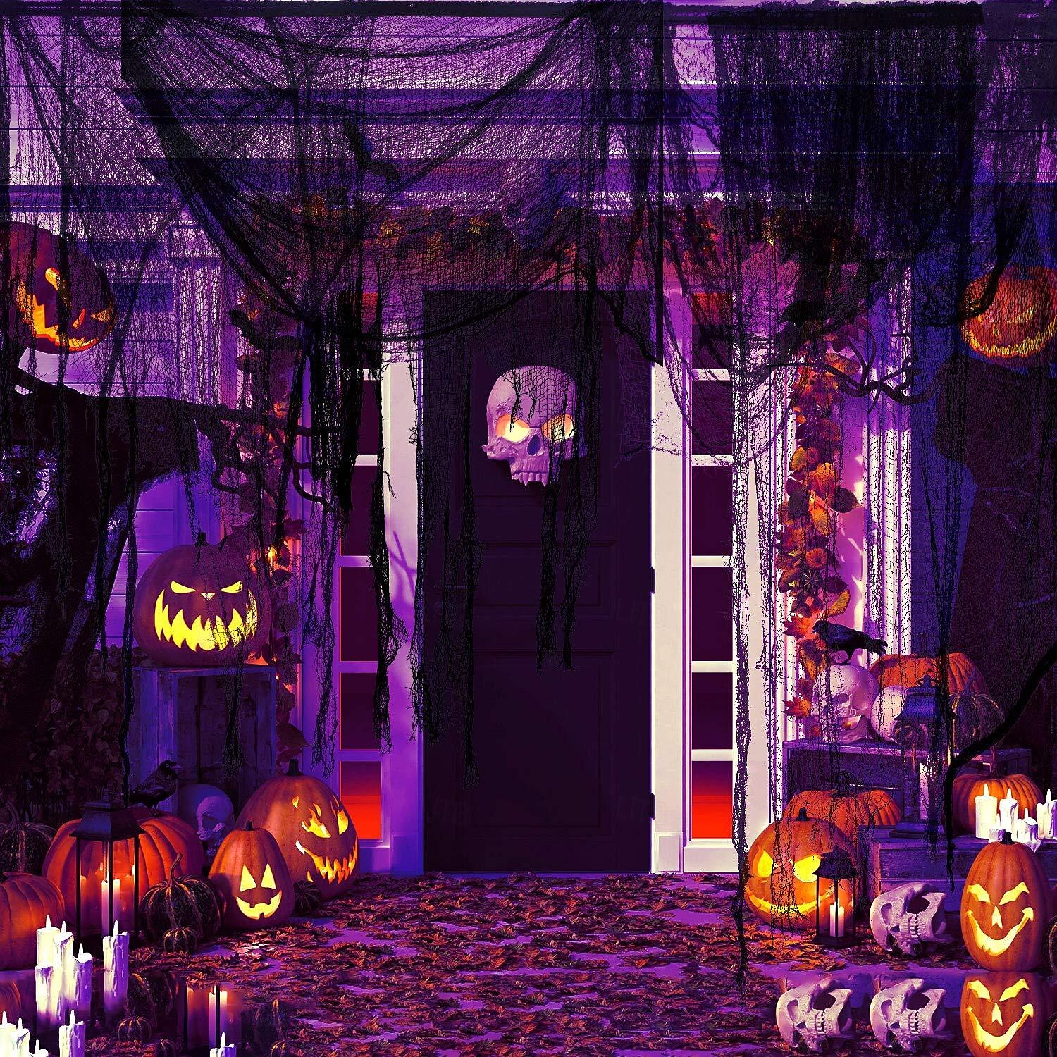 halloween musta kammottava kangas pelottava sideharsokangas oviaukot verkkokangas kummitustaloon kammottavia ja pelottavia halloween-koristeita 2025 - $10.99 –P3