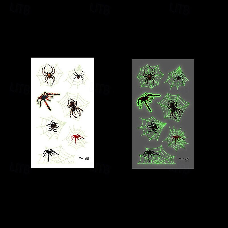 Autocollants de tatouage lumineux en toile d'araignée d'halloween, 10 pièces, autocollants de visage de fête de festival lumineux de dessin animé de 2025 ? $14.49 –P5