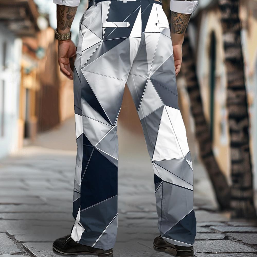 Hombre Graphic Plaid pantalones de traje Media cintura Informal de negocios Formal Uso Diario Bolsillo Pantalones rectos Verano Primavera Otoño Impresión 3D Azul Piscina 2025 - $29.99 –P2