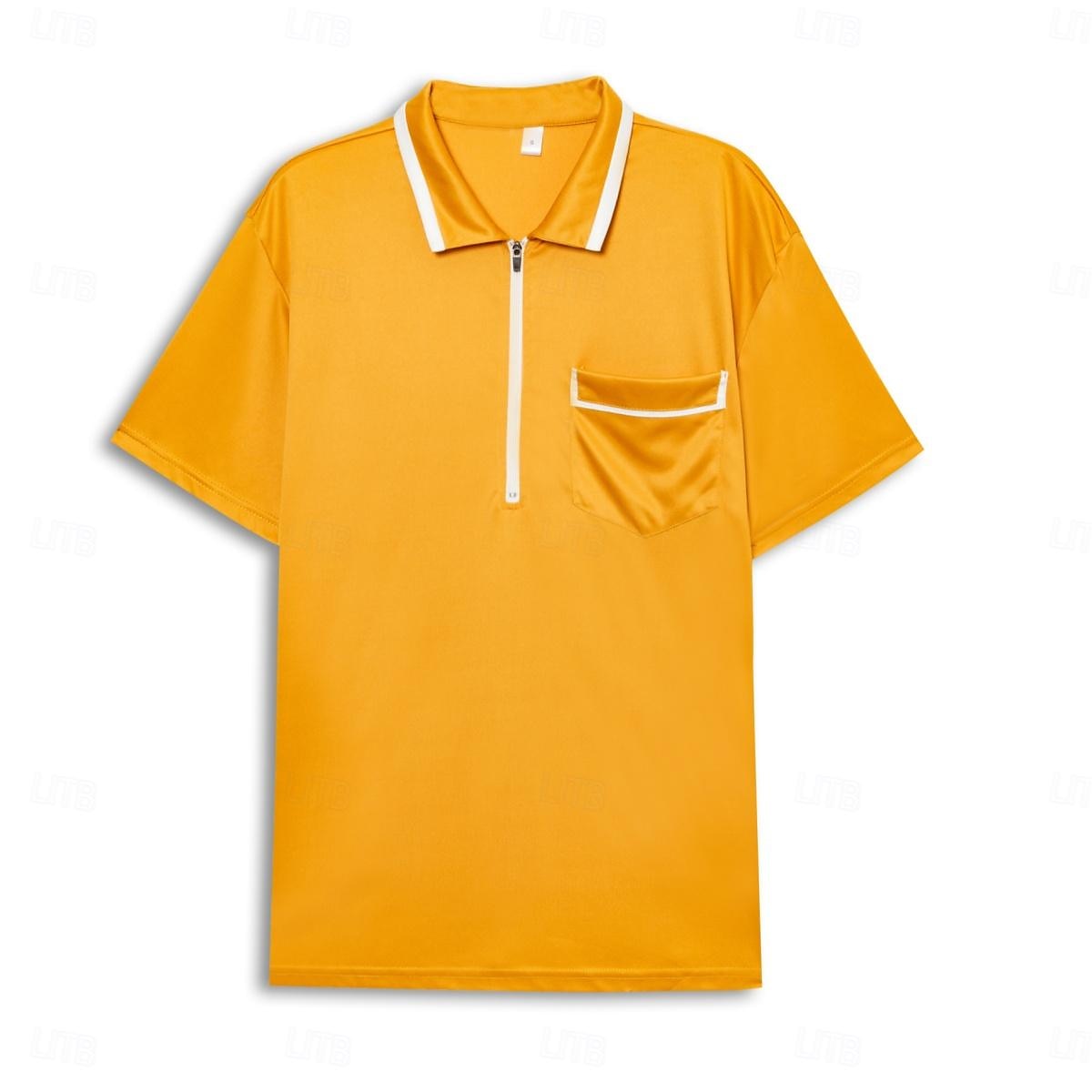 Herr Zip Polo Golftröja Ledigt Helgdag Kavajslag Fjärdedels blixtlås Kortärmad Mode Grundläggande Slät Fjärdedels blixtlås Sommar Normal Svart Blå Orange Grön Grå Zip Polo 2025 - $17.99 –P11