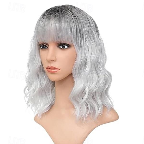 Peruca Ombre Loira com Franjas para Mulheres Peruca Curta de 14 Polegadas Comprimento até o Ombro Peruca Ondulada e Cacheada Peruca Platinada Resistente ao Calor Perucas de Halloween de 2026 por $17.99 –P5
