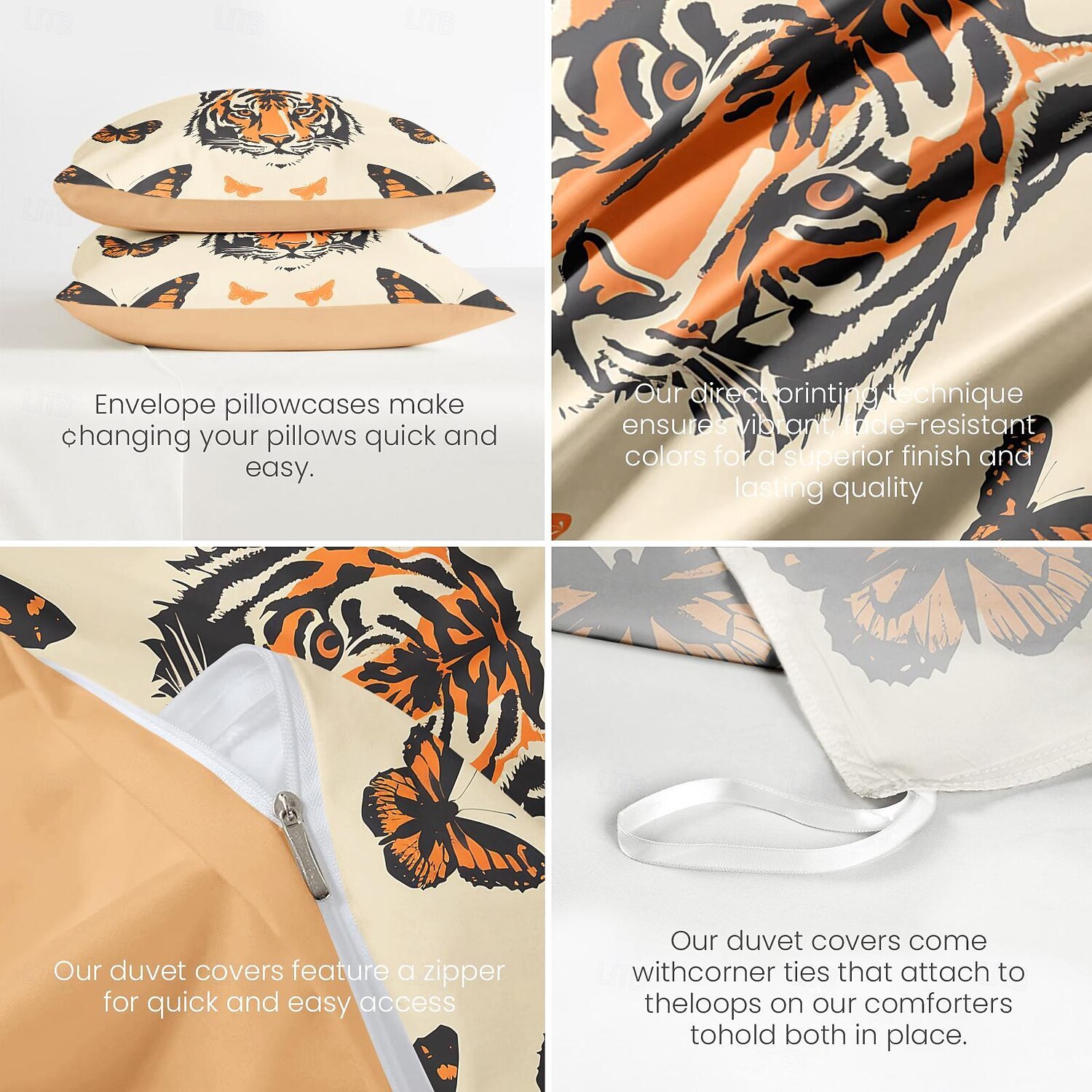 Butterfly and Tiger Pattern Duvet Cover Set Set Soft 3-Piece Luxury Cotton Bedding Set Home Decor Gift Twin Full King Queen Size Duvet Cover 2025 - $60.99 –P7