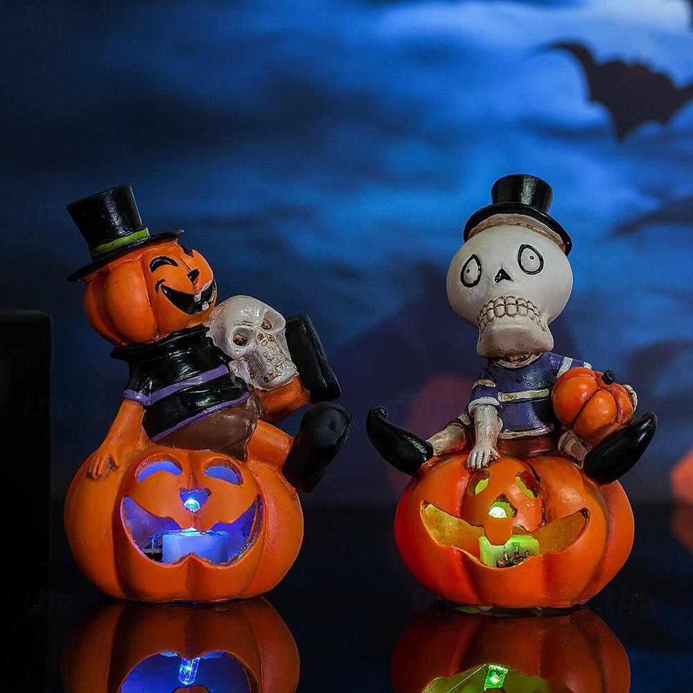 קישוטי ליל כל הקדושים led שלד דלעת אור, ג'ק o lantern גולגולת קישוט צבעוני נוצץ דלעת עששיות קישוט יצירתי זוהר פסטיבל רפאים אביזרי קישוט מסיבת 1 pc 2025 - $12.99 –P5
