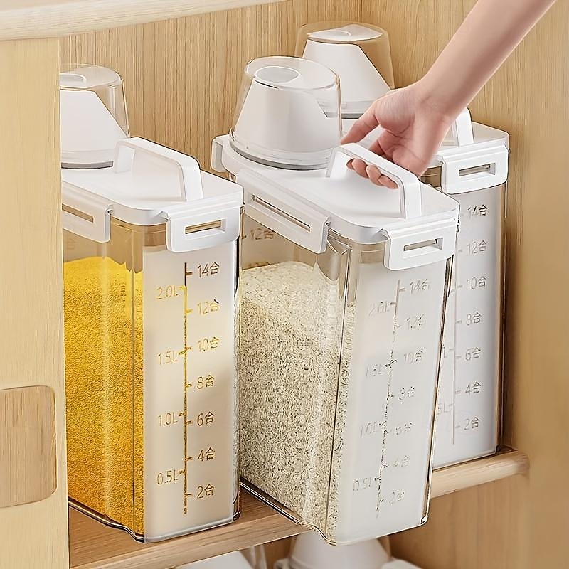 1pc Storage Container with Lid - Household Insect-Proof Moisture-Proof Airtight Jar - Portable Leak-Proof Food Storage Box for Cereal, Nuts, Flour, and Rice - Kitchen Organization and Storage Accessories 2025 - $16.99 –P3