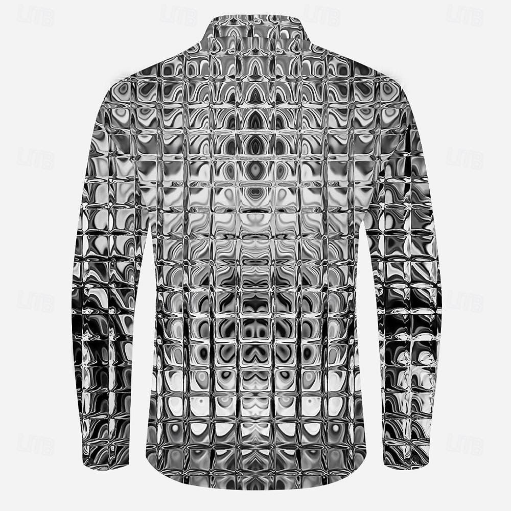 Homme Dégradé Métallique Chemise Chemise boutonnée manche longue Rétro Vintage Décontractées Tenue de soirée du quotidien Automne Hiver Printemps été Col rabattu Boutonner Impression 3D Bleu Dorée de 2025 ? $26.99 –P4