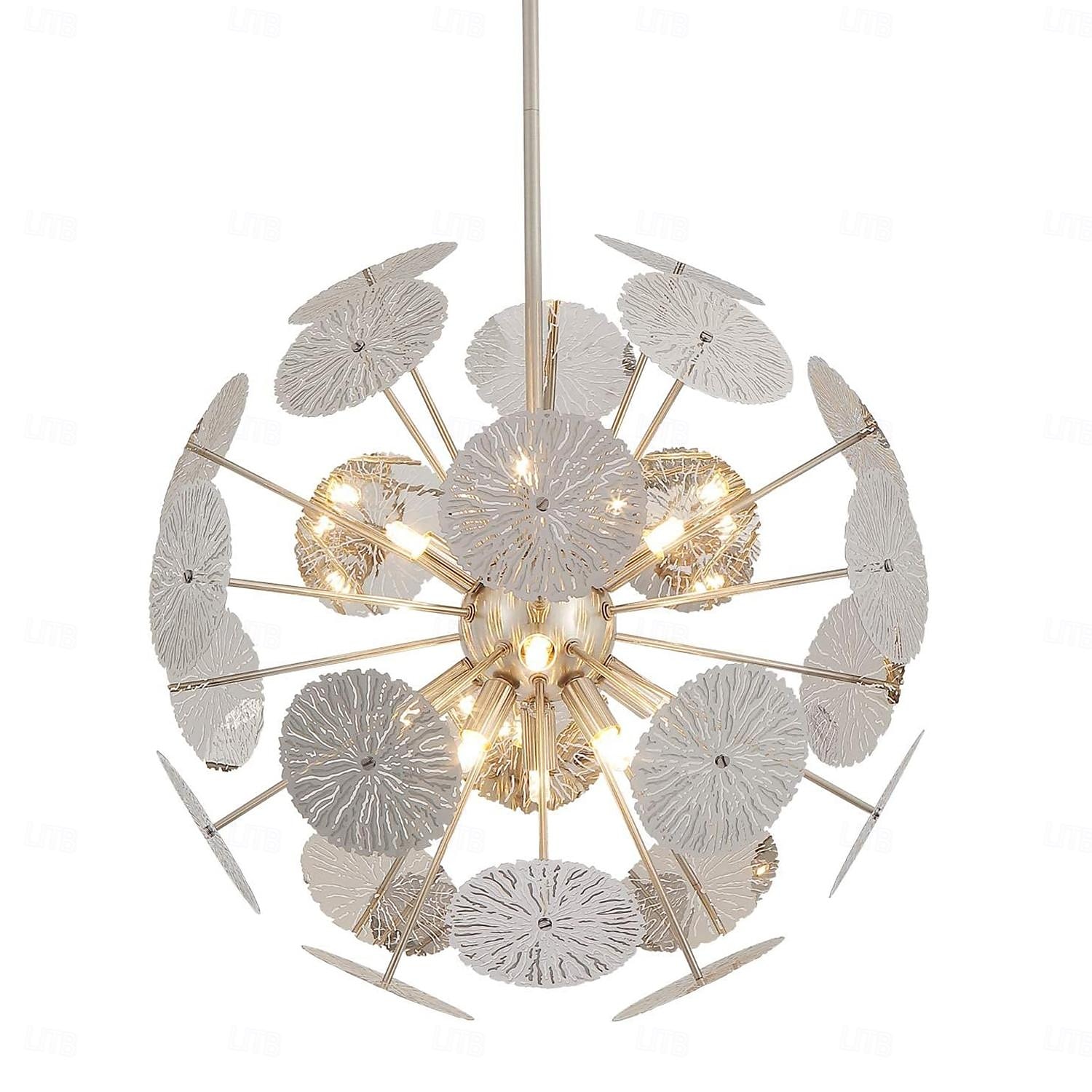 Luces colgantes 8 luces modernas circulares de acero inoxidable de 50 cm/19,6 pulgadas base de oro cromado g9, lámparas colgantes de globo con poste ajustable, adecuadas para restaurantes, cocinas, 2025 - $299.99 –P1