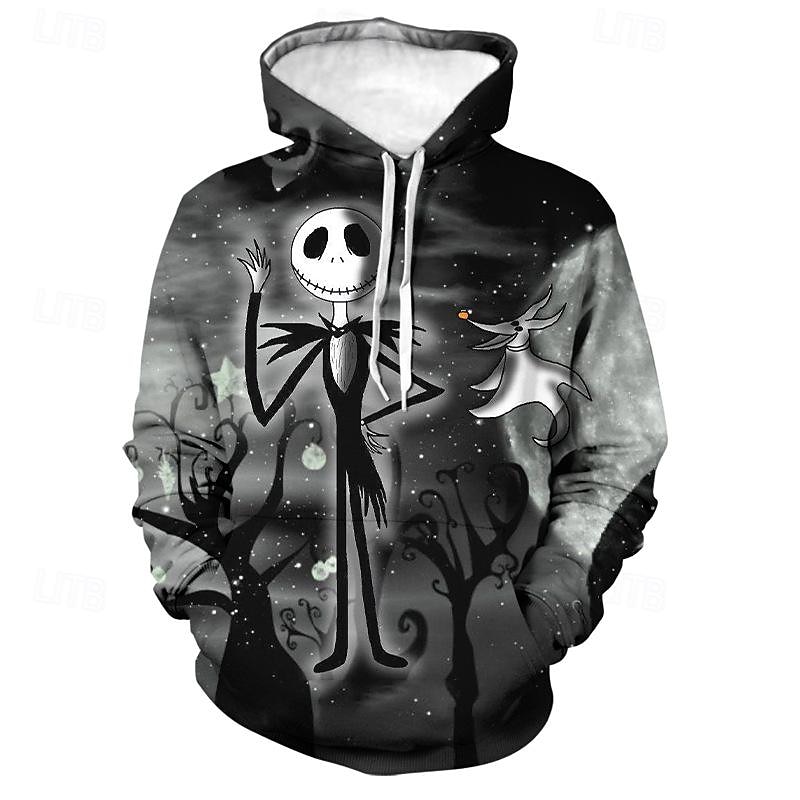 Jack Skellington Kapuce Animák Manga Anime 3D Přední kapsa Grafika Klokaní kapsa Pro Pro páry Pánské Dámské Dospělé předvečer Všech svatých Karneval Plesová maškaráda 3D tisk Běžné / Denní 2025 - $32.99 –P1