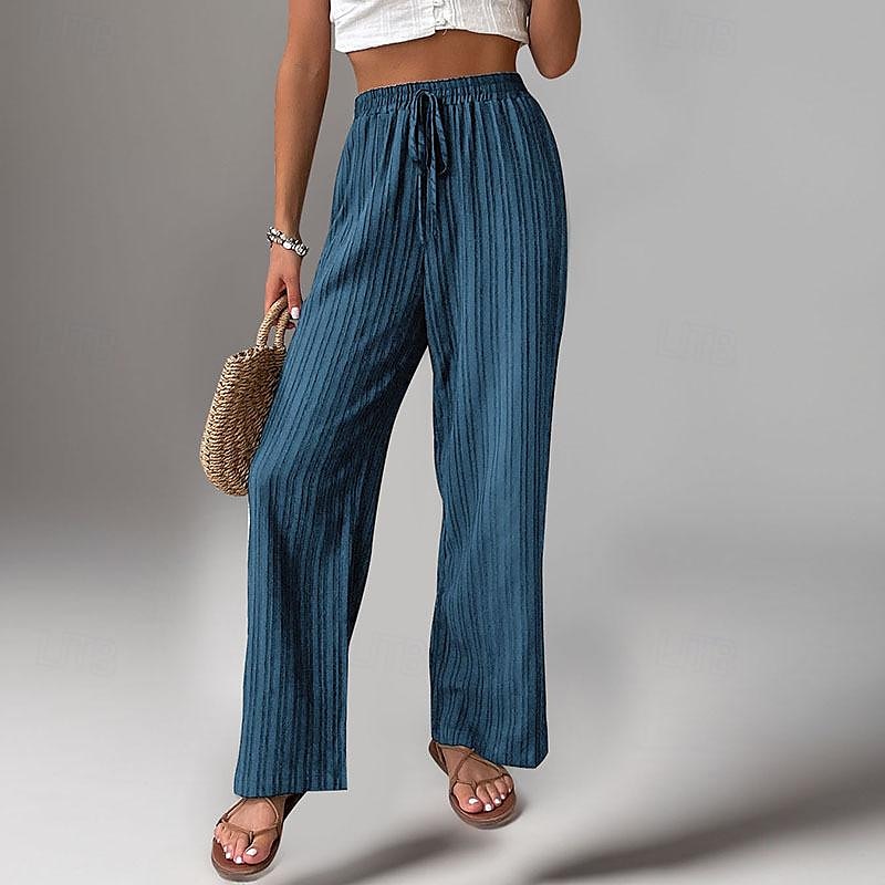 Women's Pants Trousers Fashion Long Plain Side Pockets Elastic Drawstring Design Breathability Comfortable Micro-elastic Casual Daily Black Blue Brown Green Spring & Summer Regular Fit 2025 - $24.99 –P5