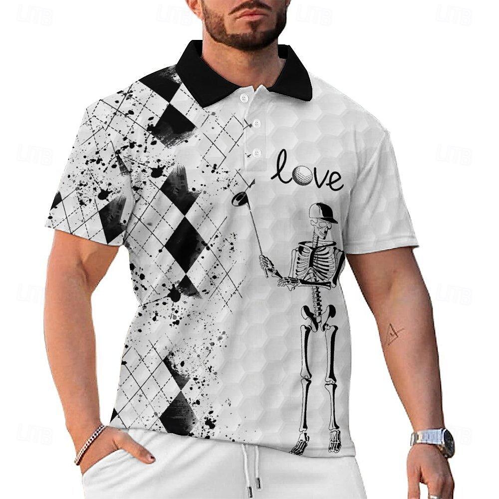 2024 Summer New Style Cross-border European and American 3D Printed Personalized Skull Golf Loose Men's Short Sleeve Polo 2025 - $22.99 –P1