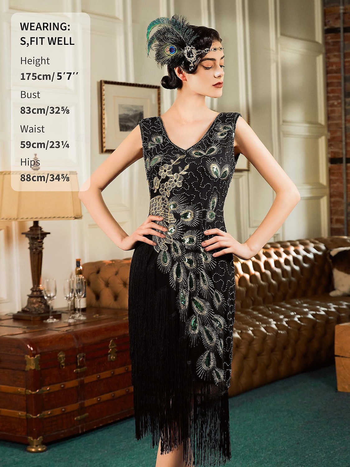Retró Ordító 20-as évek 1920-as évek Flapper ruha Flapper fejpánt A nagy Gatsby Flapper lány Esküvői Vendég Flitter Rojt Toll Jelmez Női Menyegző Ruha Klub Felnőttek Ruha Fejfedők Hazatérő ruhák 2025 - $54.99 –P3