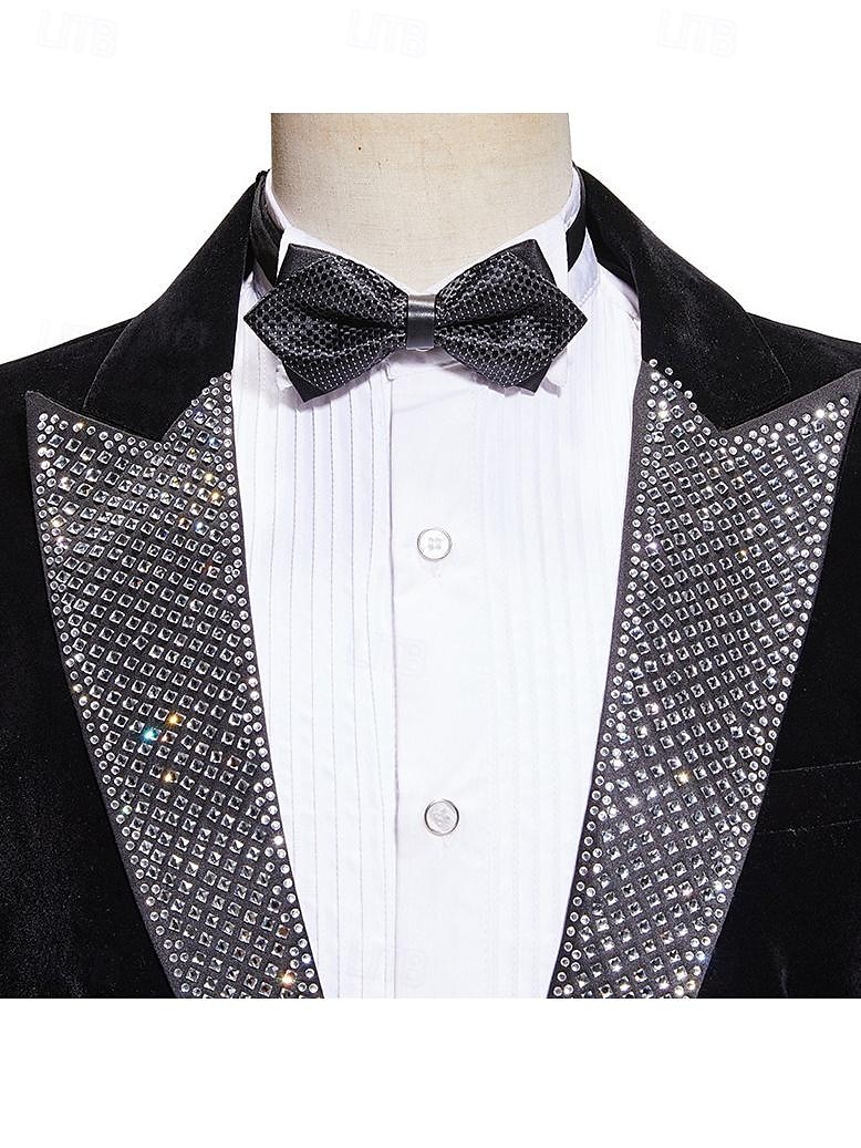 Men's Velvet Blazer Jacket Tuxedo Party Luxury Sparkle Solid Colored Blazer Black Tailored Fit 2025 - $104.99 –P2