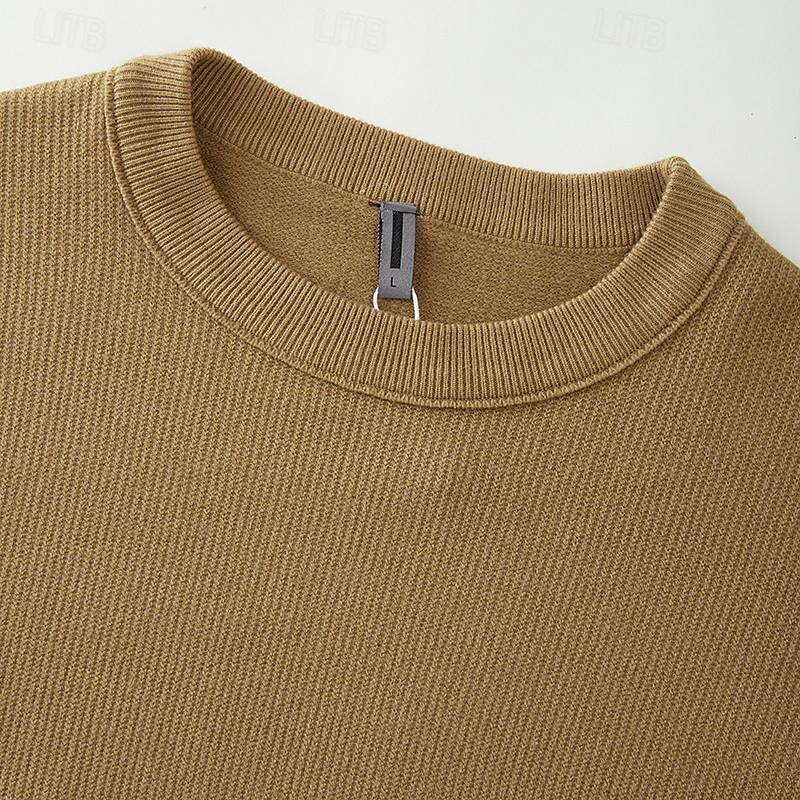 Men's Pullover Sweater Jumper Knit Sweater Ribbed Knit Regular Knitted Plain Crew Neck Fashion Basic Daily Wear Date Clothing Apparel Fall & Winter Black White M L XL 2025 - $28.99 –P6