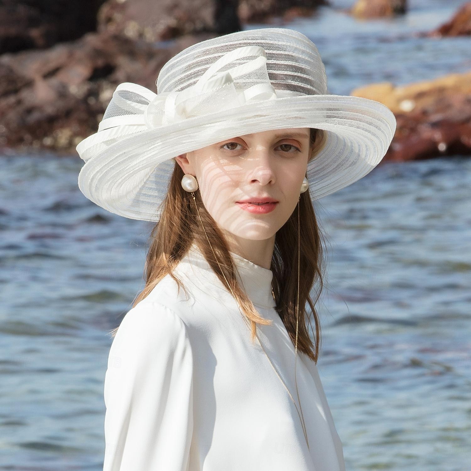 chapeaux fibre seau chapeau disquette chapeau chapeau de soleil mariage décontracté élégant mariage avec nœud papillon casquette casque chapeaux de 2025 ? $48.99 –P12