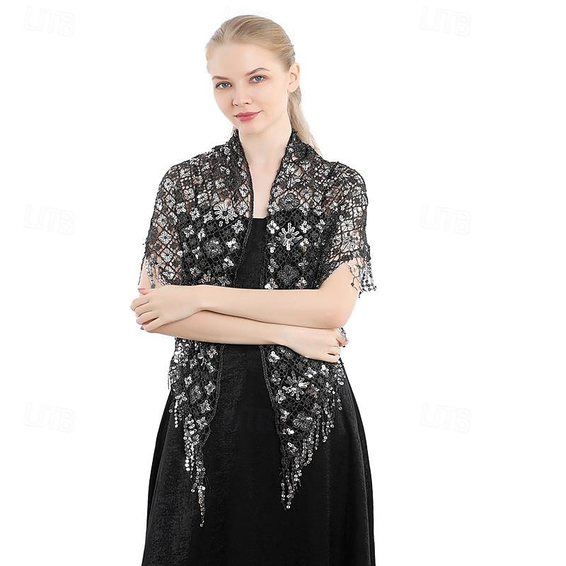 Châle triangle à paillettes pour femmes, enveloppe à franges, cape de soirée, châle de mariée, écharpe pour robes de soirée, fête de 2025 ? $14.99 –P2