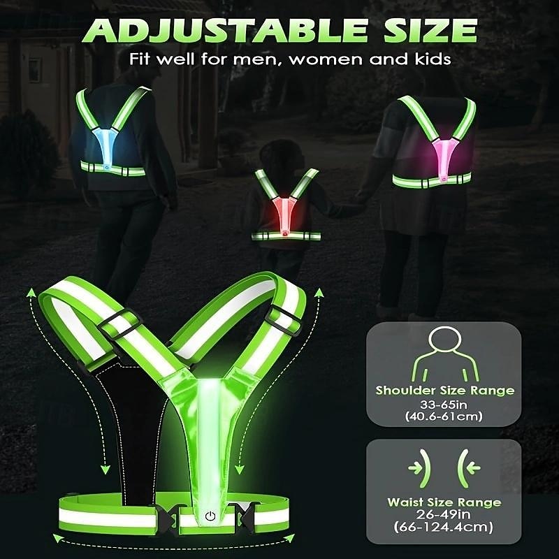 1pc LED Reflective Running Vest Light High Visibility, Rechargeable & Adjustable Lighting for Safe Walking, Running, Cycling Durable & Comfortable Design 2025 - $19.99 –P6
