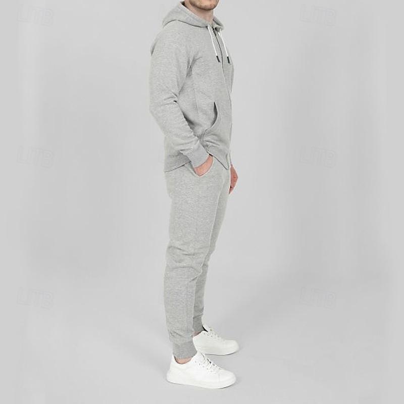 Men's Tracksuit Jogging Suit 2 Piece Full Zip Casual Fall Long Sleeve Breathable Soft Fitness Gym Workout Running Sportswear Activewear Color Block Dark Grey Black White 2025 - $27.99 –P9
