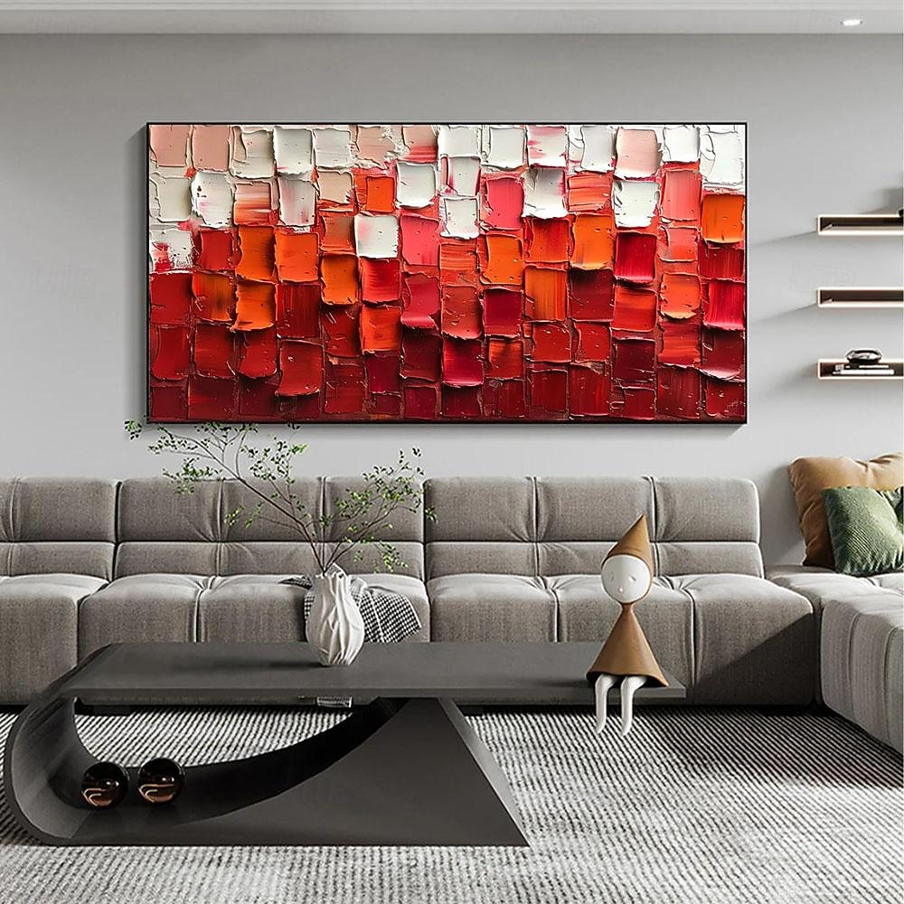 Hand Painted Abstract Red Oil Painting on Canvas Large Wall Art Original Textured Palette Knife Modern Trendy Minimalist Living Room Home Decor Unframed 2026 - $94.99 –P1