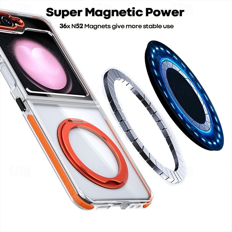 Phone Case For Samsung Galaxy Z Flip 7 Z Flip 6 Z Flip 5 Back Cover with Stand Holder Transparent Non-Yellowing TPU Acrylic 2025 - $21.99 –P8
