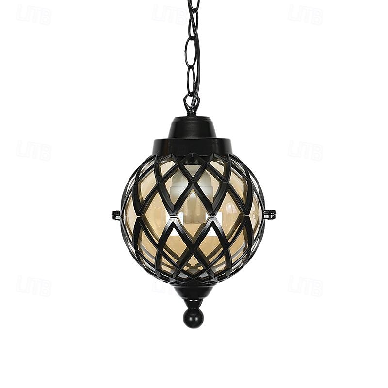 lampade a sospensione per esterni, lampada a sospensione esterna portico impermeabile lampadario in metallo nero con globo di vetro trasparente con struttura in gabbia di ferro, lanterna esterna per del 2025 a $118.99 –P2