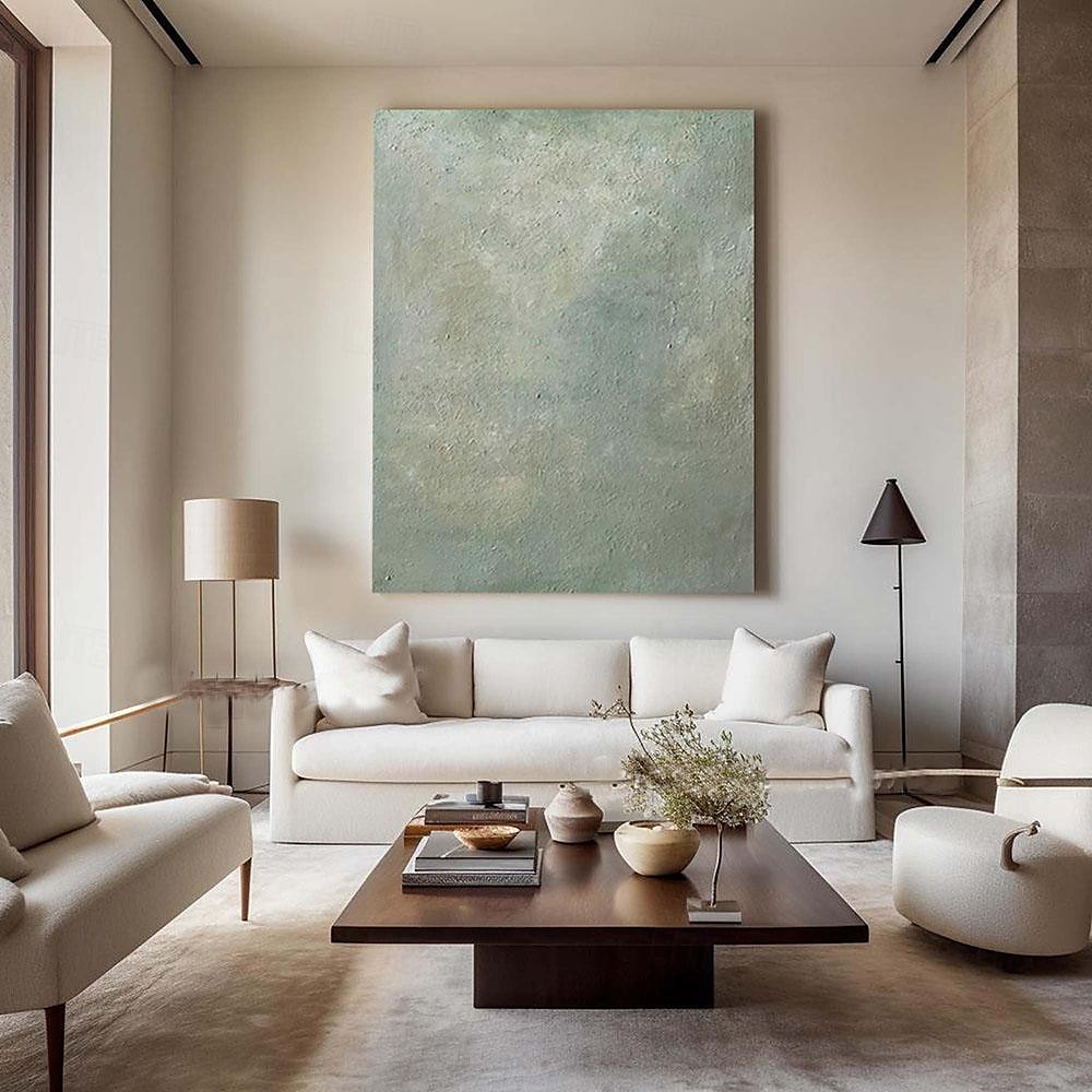 großes grünes Strukturgemälde, handgemalt, dunkelgrünes abstraktes Ölgemälde, handgemachte Wandkunst, Salbeigrün, abstraktes Gemälde, moderne Struktur, Leinwandkunst, grüne Wandkunst, Gemälde 2025 - $125.99 –P5