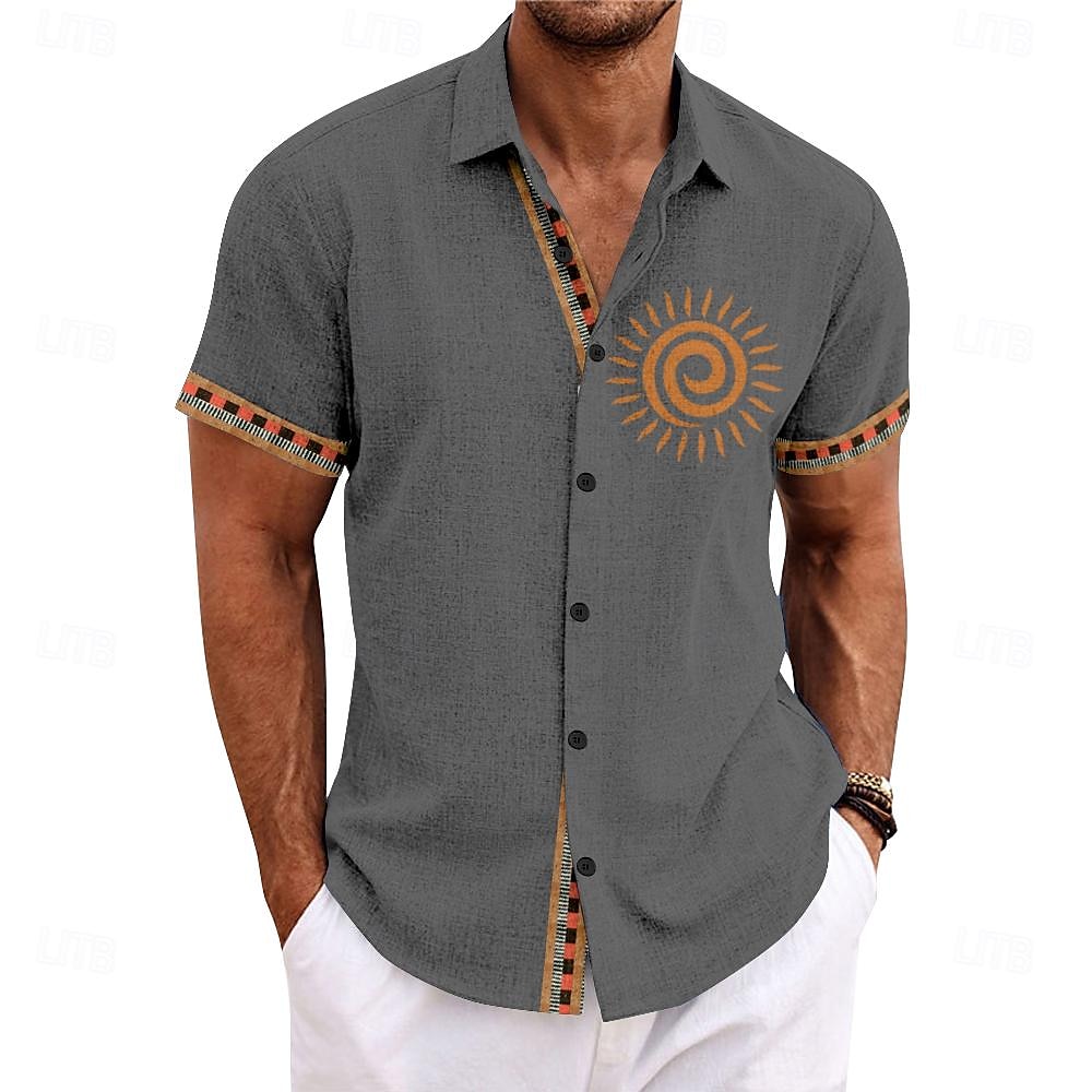 Homme Ethnique Chemise Chemise boutonnée Manche Courte Décontractées Tribal Vacances du quotidien Eté Printemps Col rabattu Boutonner Impression 3D Noir Rouge Vert Gris de 2025 ? GBP £18 –P2