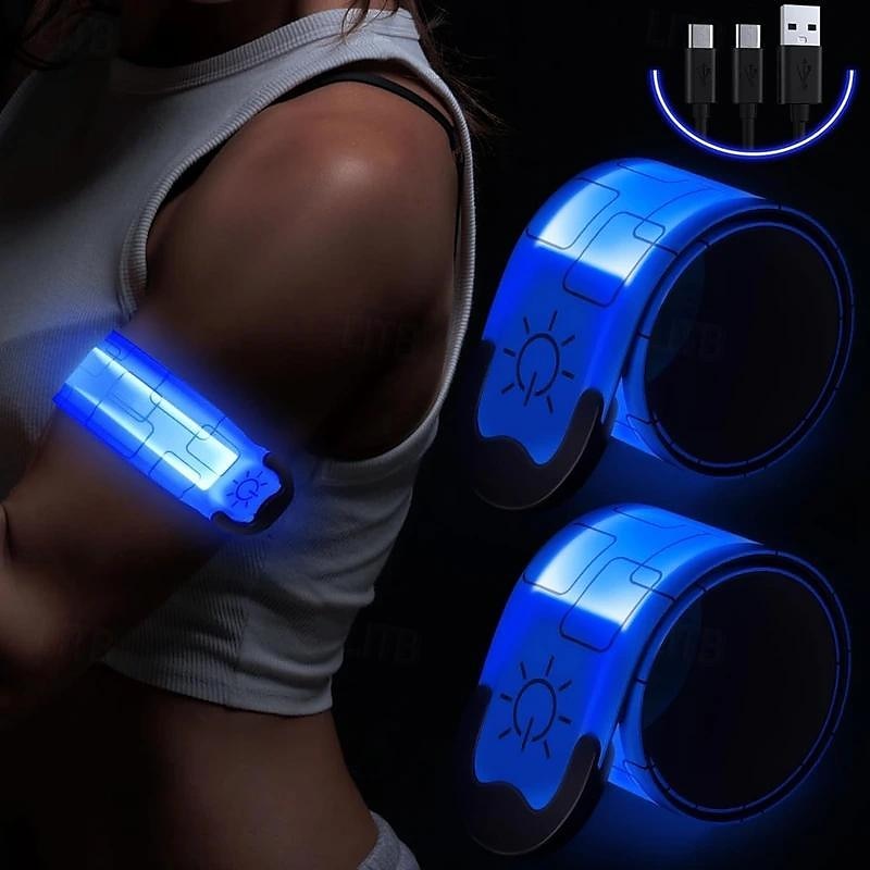 2 יחידות סרט זרוע LED נטען - נראות מחזירות אור להליכת לילה וריצה, רצועות תאורה מתכווננות לגברים ונשים 2025 - $27.99 –P5
