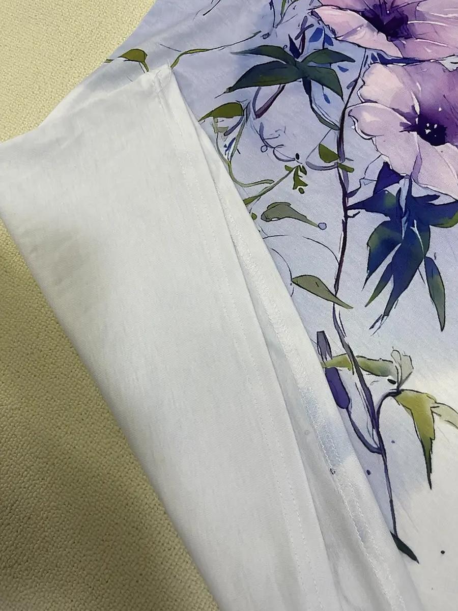 dam t-shirt ledigt blommönster kortärmad vanliga toppar v-ringad daglig vit sommar 2025 - $19.99 –P3